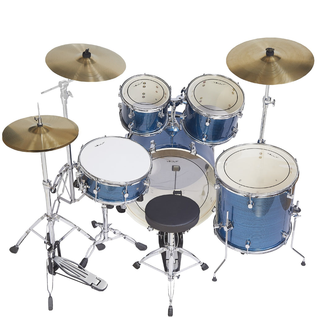 Vault Groover Plus 5-Piece Acoustic Drum Kit with Hardware, Cymbals & Throne