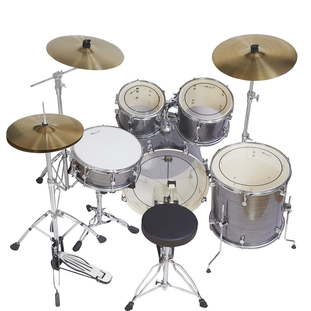 Vault Groover Plus 5-Piece Acoustic Drum Kit with Hardware, Cymbals & Throne