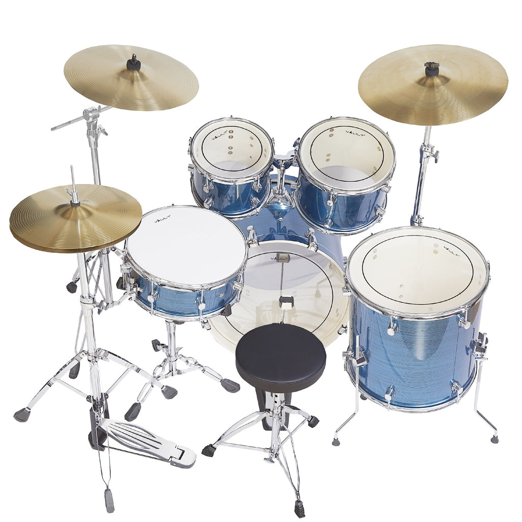 Vault Groover Plus 5-Piece Acoustic Drum Kit with Hardware, Cymbals & Throne