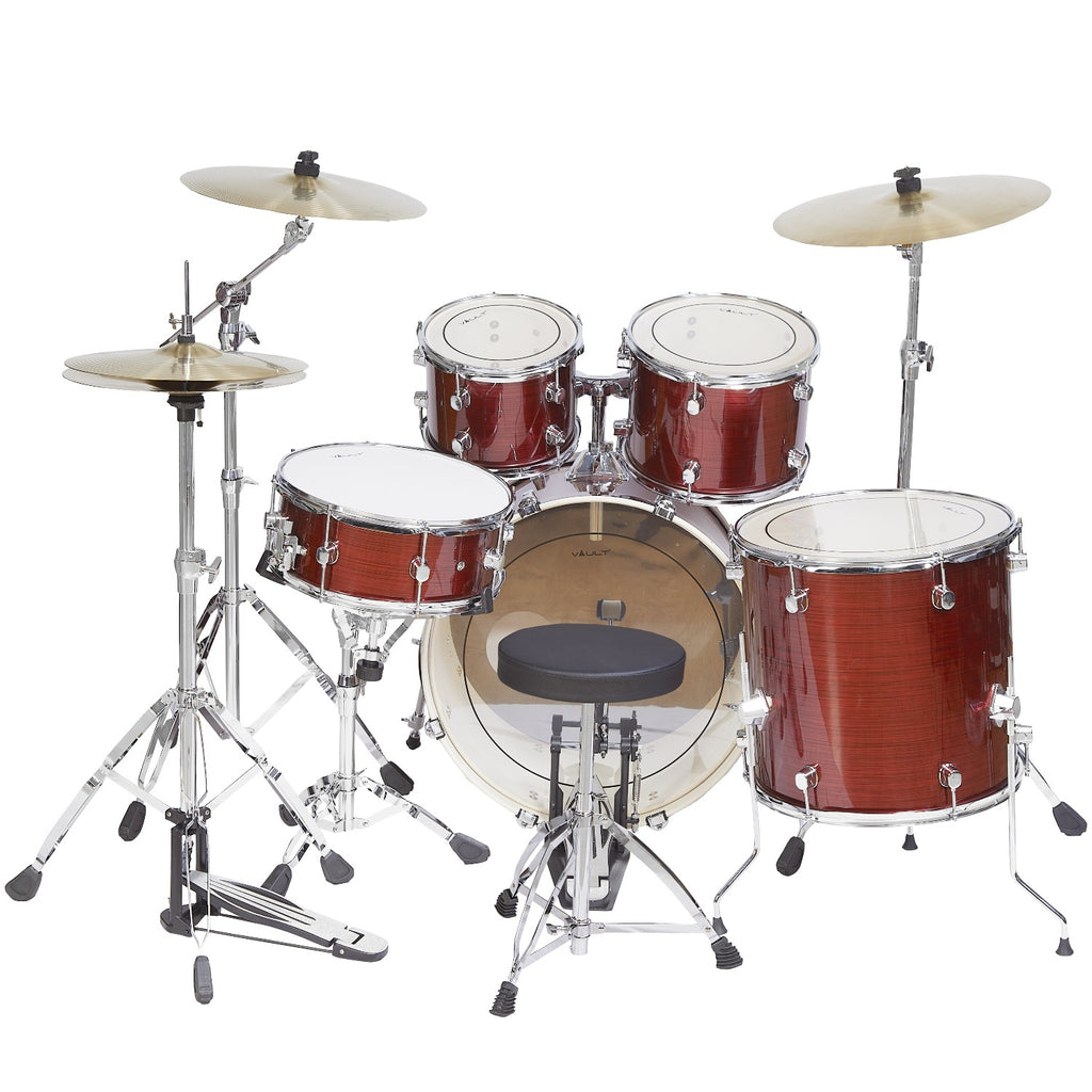 Vault Groover Plus 5-Piece Acoustic Drum Kit with Hardware, Cymbals & Throne