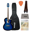 Ashton Acoustic Guitar Bundles BUNDLE / Transparent Blue Burst Gloss Ashton D10C 39-inch Cutaway Acoustic Guitar with Gigbag, Picks, Strap, Cloth & Ebook