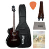 Ashton Acoustic Guitar Bundles BUNDLE / Wine Red Sunburst Gloss Ashton D10C 39-inch Cutaway Acoustic Guitar with Gigbag, Picks, Strap, Cloth & Ebook