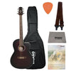 Ashton Acoustic Guitar Bundles BUNDLE / Wine Red Sunburst Matte Ashton D10C 39-inch Cutaway Acoustic Guitar with Gigbag, Picks, Strap, Cloth & Ebook