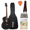 Ashton Electro Acoustic Guitar Bundles Black Matte Ashton D10CEQ 39-inch Cutaway Electro Acoustic Guitar With Gigbag, Picks, Strap, Cloth & Ebook