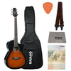 Ashton Electro Acoustic Guitar Bundles Tobacco Sunburst Gloss Ashton D10CEQ 39-inch Cutaway Electro Acoustic Guitar With Gigbag, Picks, Strap, Cloth & Ebook