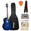 Ashton Electro Acoustic Guitar Bundles Transparent Blue Burst Gloss Ashton D10CEQ 39-inch Cutaway Electro Acoustic Guitar With Gigbag, Picks, Strap, Cloth & Ebook