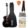 Ashton Electro Acoustic Guitar Bundles Wine Red Sunburst Gloss Ashton D10CEQ 39-inch Cutaway Electro Acoustic Guitar With Gigbag, Picks, Strap, Cloth & Ebook