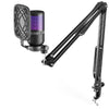 Audio Array Usb Microphones Black Audio Array AM-C26 Anti Interference Metal Tube RGB USB Microphone