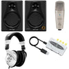 Behringer Monitor Speaker Bundles Behringer Bundle 2.0 C-1U USB Microphone UCA202, USB-Audio Interface, Media 40USB Monitor Speakers With HPS3000 Studio Headphones