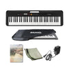 Casio Keyboard Bundles Black Casio Casiotone CT S200 61 Key Portable Keyboard with Adapter, Polishing Cloth, Dust Cover, Online Lessons, Warranty & Ebook