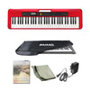 Casio Keyboard Bundles Red Casio Casiotone CT S200 61 Key Portable Keyboard with Adapter, Polishing Cloth, Dust Cover, Online Lessons, Warranty & Ebook