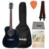 Cort Acoustic Guitar Bundles Black Cort AF500C Standard Series Open Pore Cutaway Acoustic Guitar with Gigbag, Tuner, Strap, Picks, Polishing Cloth & Ebook