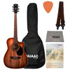 Cort Acoustic Guitar Bundles Mahogany Cort AF500C Standard Series Open Pore Cutaway Acoustic Guitar with Gigbag, Tuner, Strap, Picks, Polishing Cloth & Ebook