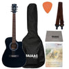 Cort Electro Acoustic Guitars Bundle / Black Cort AF500CE Standard Series Cutaway 6 String Electro Acoustic Guitar