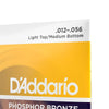 DAddario Acoustic Guitar Strings 0.012-0.056 D'Addario EJ19 Phosphor Bronze Light Medium Bottom Acoustic Guitar String Set