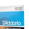 DAddario Acoustic Guitar Strings D'Addario EJ36 80/20 Bronze Light Acoustic Guitar 12 String Set