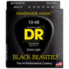 DR Acoustic Guitar Strings 10-48- Extra Light DR Strings Black Beauties Black Colored Acoustic Guitar Strings