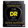 DR Acoustic Guitar Strings 11-50- Custom Light DR Strings Black Beauties Black Colored Acoustic Guitar Strings