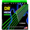 DR Electric Guitar Strings Medium - 10-56 DR Strings NGE7 Neon Green Coated 7 String Electric Guitar String Set