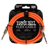 Ernie Ball Instrument Cables Orange Ernie Ball 10FT Flex 1/4" TS Male Straight to Same Instrument Cable