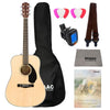 Fender Acoustic Guitar Bundles Natural Fender CD-60S Dreadnought Acoustic Guitar with Gigbag, Tuner, Strap, Polishing Cloth, Picks & E book