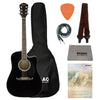 Fender Electro Acoustic Guitar Bundles Black Fender FA-125CE Dreadnought Electro Acoustic Guitar Bundle With Gigbag, Cable, Picks, Strap and Polishing Cloth