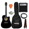 Fender Electro Acoustic Guitar Bundles Black Fender SA105CE Electro - Acoustic Guitar Bundle with Guitar Amplifier