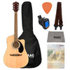 Fender Electro Acoustic Guitar Bundles Natural Fender FA-125CE Dreadnought Electro Acoustic Guitar  Bundle with Gigbag, Picks, Strap and Polishing Cloth