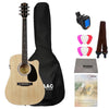 Fender Electro Acoustic Guitar Bundles Natural Fender SA105CE Electro - Acoustic Guitar Bundle with Gigbag, Tuner, Picks, Strap, Polishing Cloth & Ebook