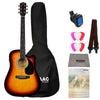 Fender Electro Acoustic Guitar Bundles Sunburst Fender SA105CE Electro - Acoustic Guitar Bundle with Gigbag, Tuner, Picks, Strap, Polishing Cloth & Ebook