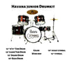 Havana Acoustic Drum Kits Havana 104-5WR 5-Piece Junior Acoustic Drum Set With Hardware- Wine Red