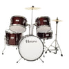 Havana Acoustic Drum Kits Havana 104-5WR 5-Piece Junior Acoustic Drum Set With Hardware- Wine Red