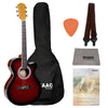 Havana Acoustic Guitar Bundles BUNDLE / Red Burst Havana FA391c 39 inch Cutaway Acoustic Guitar with Gigbag, Strap, Picks, Polishing Cloth & Ebook