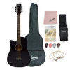 Henrix Acoustic Guitars PRO / Black / Left Handed Henrix 38C 38 Inch Cutaway Acoustic Guitar with Dual Action Truss Rod, Gigbag, Picks, String Set, Strap, Cloth & Ebook