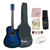 Henrix Acoustic Guitars Standard / Blue Burst / Right Handed Henrix 38C 38 Inch Cutaway Acoustic Guitar with Dual Action Truss Rod, Gigbag, Picks, String Set, Strap, Cloth & Ebook