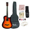 Henrix Acoustic Guitars Standard / Sunburst / Right Handed Henrix 38C 38 Inch Cutaway Acoustic Guitar with Dual Action Truss Rod, Gigbag, Picks, String Set, Strap, Cloth & Ebook