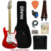 Henrix Electric Guitars Red Henrix ST 6 String Strat Style Electric Guitar with Amplifier, Gigbag, Tuner, Strap, Picks, Polishing Cloth, Cable & E-Book