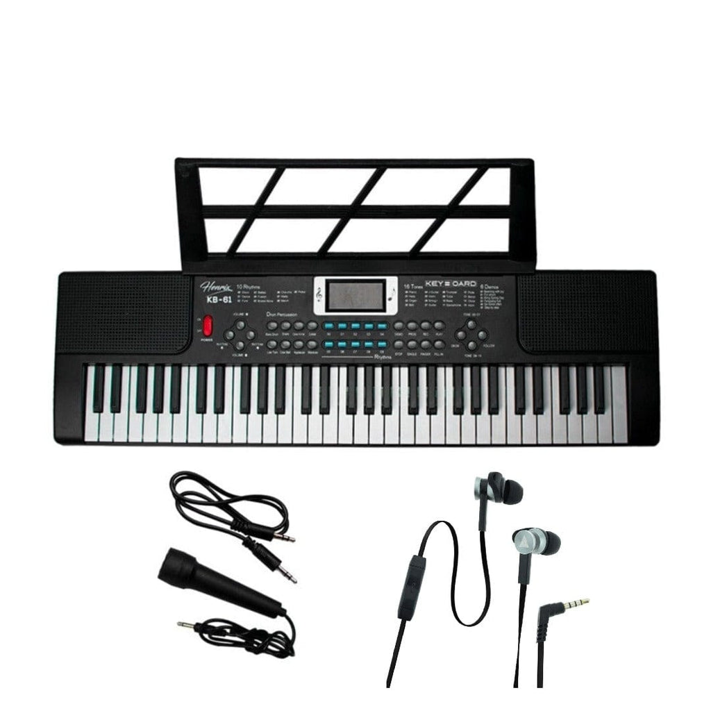 Henrix Portable Keyboards Black Henrix KB-61 Portable 61 Mini Key Keyboard with Microphone