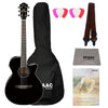 Ibanez Electro Acoustic Guitar Bundles Black Ibanez AEG8E Electro-Acoustic Guitar Bundle with Gigbag, Picks, Strap and Polishing Cloth