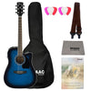 Ibanez Electro Acoustic Guitar Bundles Transparent Blue Sunburst High Gloss Ibanez PF15ECE PF Performance Series Cutaway Dreadnought Electro Acoustic Guitar Bundle with Gigbag, Picks, Strap and Polishing Cloth