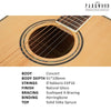 Parkwood Acoustic Guitars Natural Parkwood P630 Concert Acoustic Guitar with Case