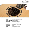 Parkwood Electro Acoustic Guitars Natural Parkwood S26 GT Dreadnought Cutaway Electro Acoustic Guitar with Gigbag