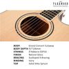 Parkwood Electro Acoustic Guitars Parkwood S67 Grand Concert Cutaway Electro Acoustic Guitar with Gigbag