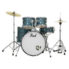 Pearl Acoustic Drum Kits Aqua Blue Glitter Pearl Roadshow 5Pc Drumset with Stands and Cymbals