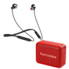 Portronics In-Ear Neckband Headphones Red Combo Pack of Portronics Harmonics 216 HD Wireless Bluetooth Headset With Portronics Dynamo Bluetooth Speaker