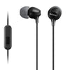 Sony In-Ear Wired Headphones Black Sony MDREX15AP BCE Lightweight In-Ear Wired Headphones With Mic