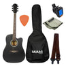 Vault Acoustic Guitar Bundles Black Vault ED-10C 41 inch Cutaway Standard Acoustic Guitar Bundle