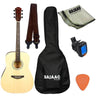 Vault Acoustic Guitar Bundles Natural Vault ED-10D 41 inch Dreadnought Acoustic Guitar with Gig Bag, Picks, Strap, Tuner and Polishing Cloth