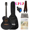 Vault Acoustic Guitar Bundles Transparent Black Vault EA40 41" Premium Spruce-Top Cutaway Acoustic Guitar with Bag, Strap, Picks, Tuner, Polishing Cloth & Ebook