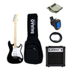 Vault Electric Guitars Bundles Black with GA-10 Vault ST1M Electric Guitar Basic Bundle